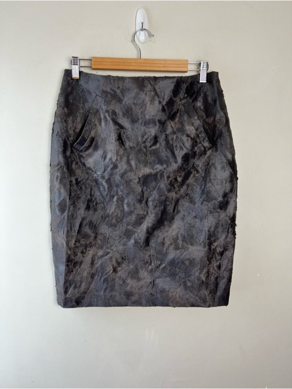 Annette Görtz Astracan Style Textured Grey Brown Pencil Skirt Size 38 Minimalist